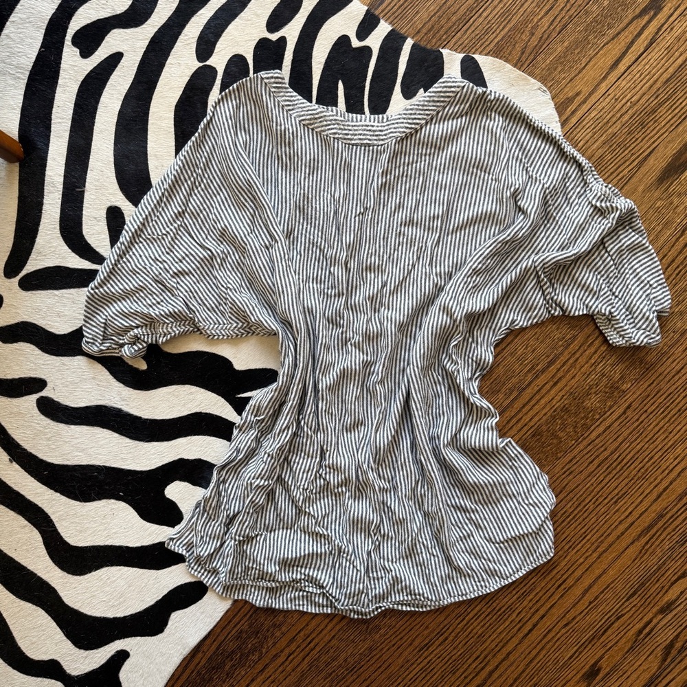 Vintage Blue and White Linen Striped Tunic